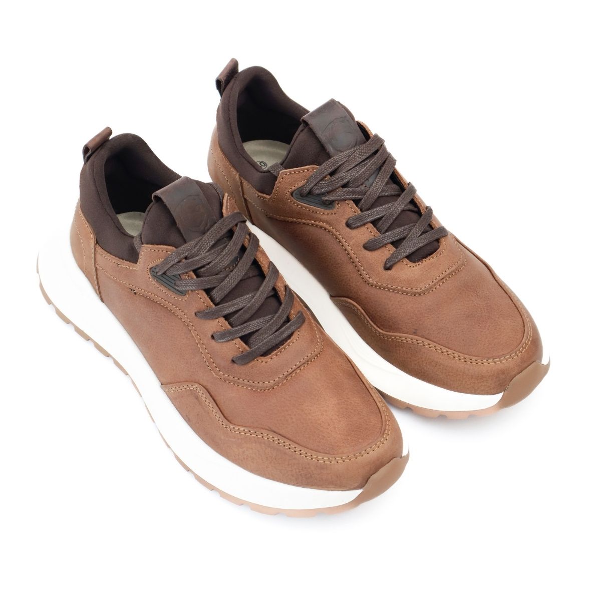 Sneakers Preston de Cuero Marrón Tabaco con Suela Ultra Liviana y Confort Tipo Media (3)