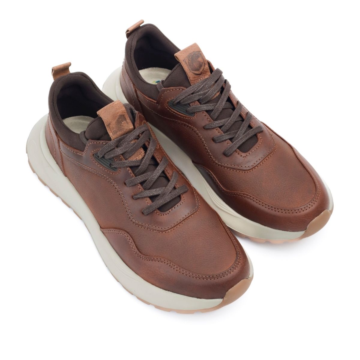 Sneakers Preston de Cuero Miel Confort Tipo Media y Contraste Caramelo (3)