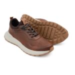 Sneakers Preston de Cuero Miel Confort Tipo Media y Contraste Caramelo (2)