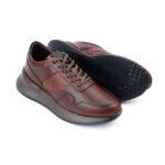 Sneakers Sienna de Cuero Castaño con Suela Ultra Liviana y Bloques de Contraste (2)