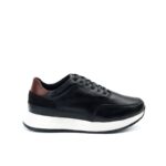 Sneakers Winston de Cuero Negro con Detalles Marrón Elegancia Casual Premium (3)