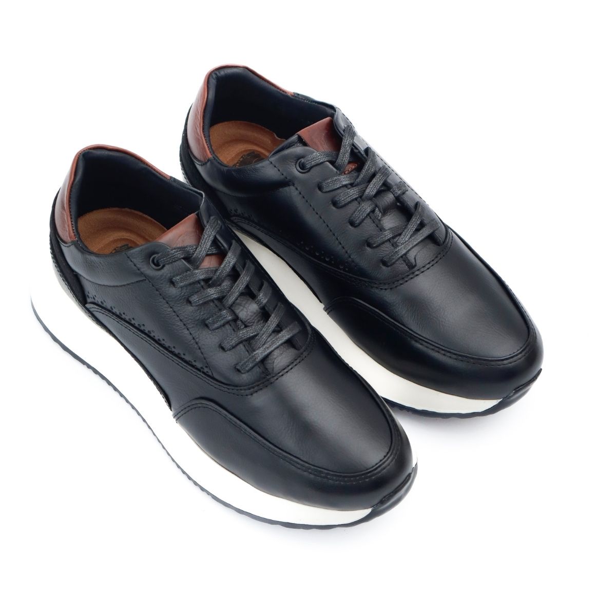 Sneakers Winston de Cuero Negro con Detalles Marrón Elegancia Casual Premium (4)